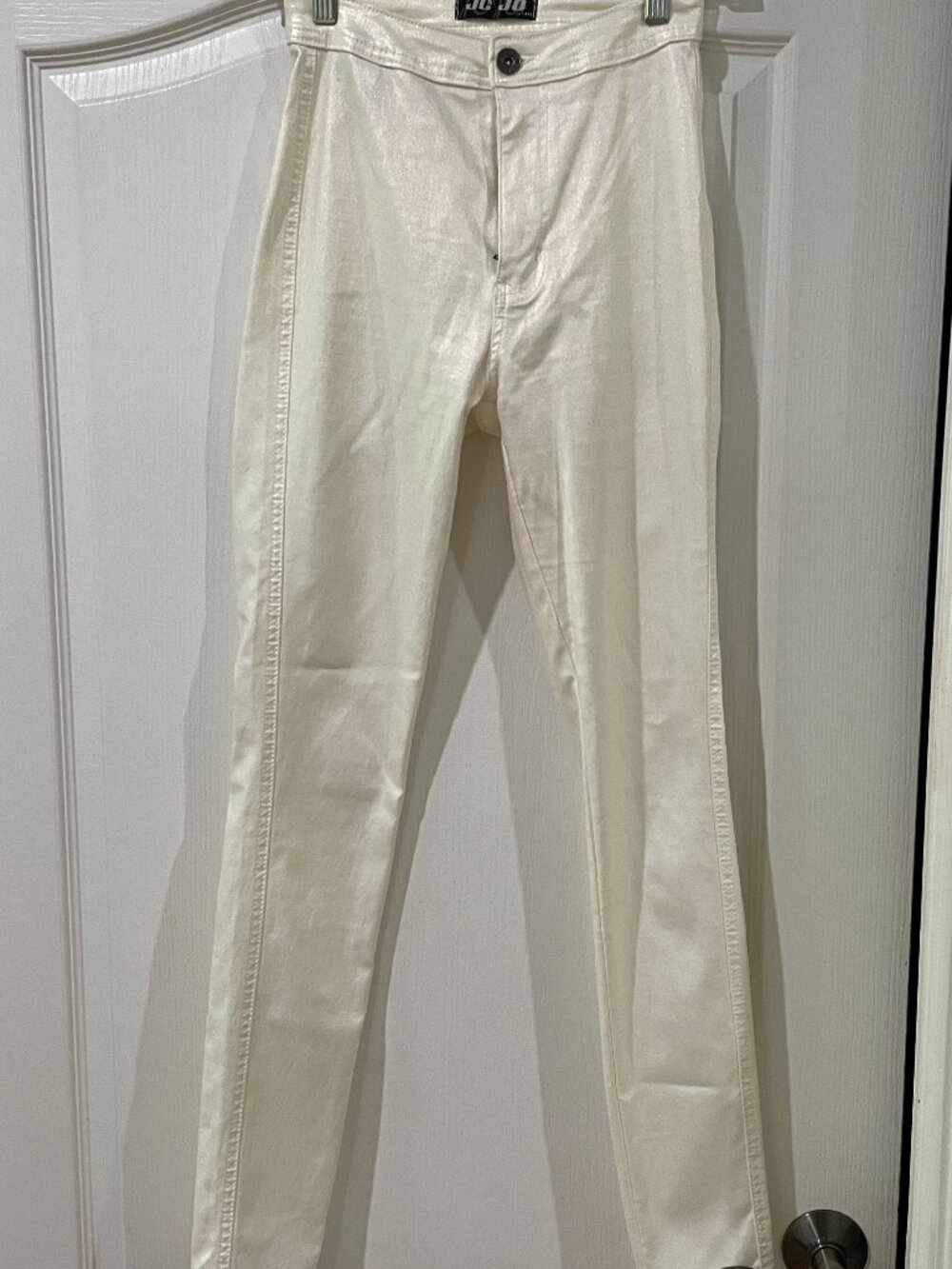 JC & JQ Jeans Cream Metallic Coated Disco Pants